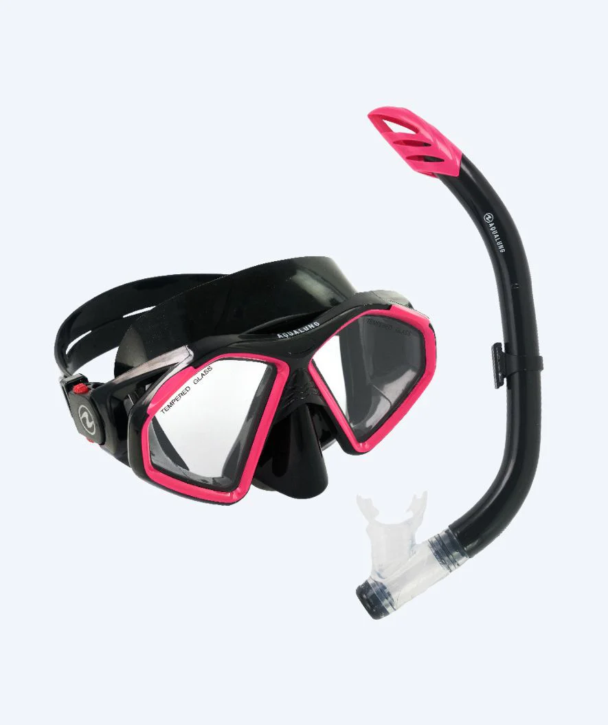 Aqualung zestaw maska + rurka do snorkelingu dla dorosłych - Combo Hawkeye - Czarny/jasnoróżowy