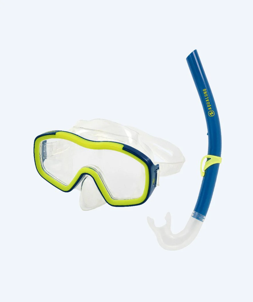 Aqualung zestaw maska + rurka do snorkelingu dla dzieci (8-18) - Raccon Combo - Niebieski/zielony