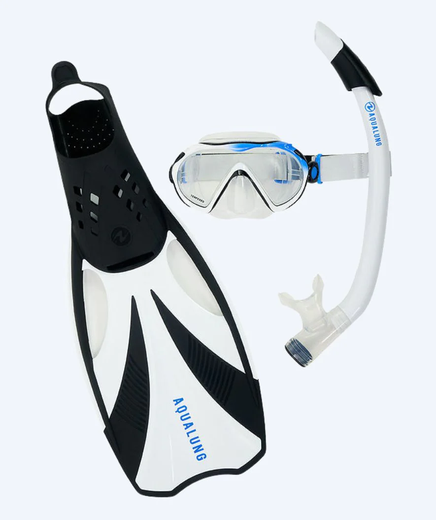 Aqualung zestaw maska + rurka + płetwy do snorkelingu dla dorosłych - Compass - Czarny/biały
