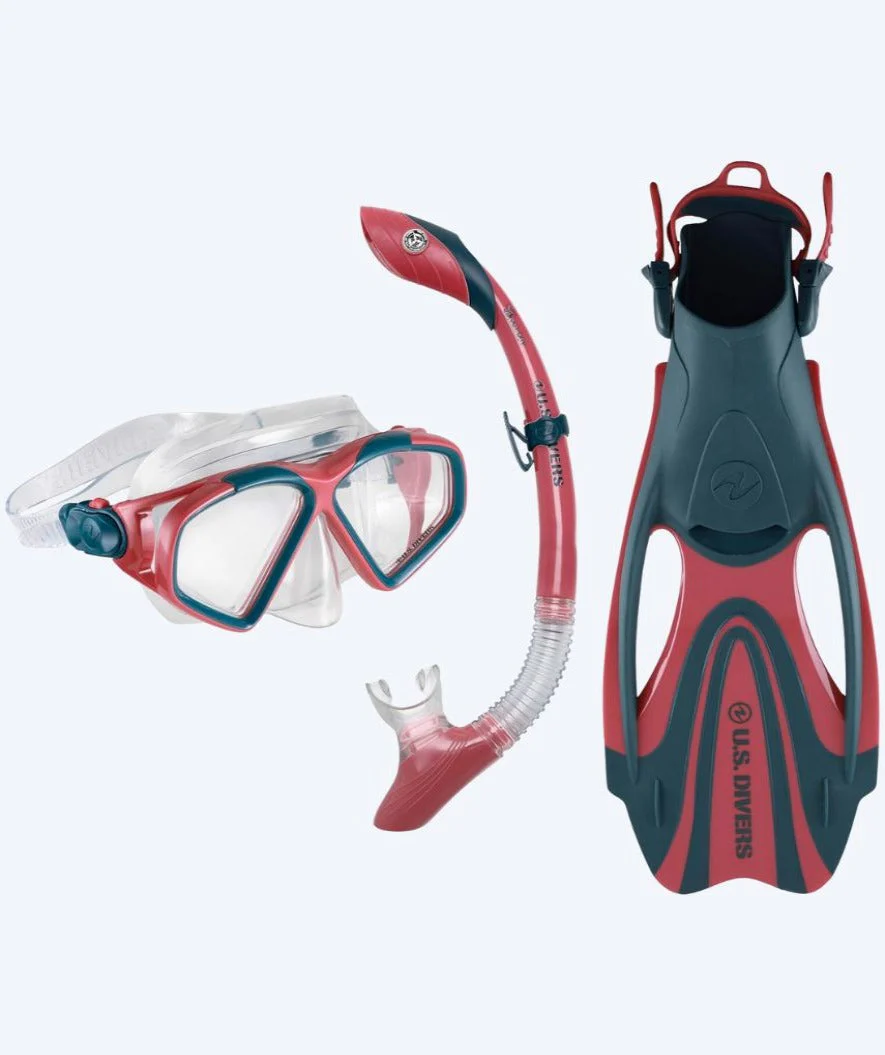 Aqualung zestaw maska + rurka + płetwy do snorkelingu dla dorosłych - Cozumel - Ciemnoniebieski/czerwony