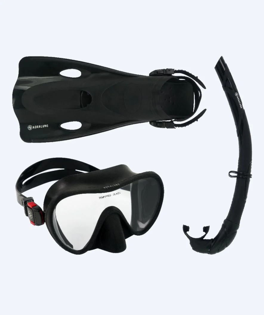Aqualung zestaw maska + rurka + płetwy do snorkelingu dla dorosłych - Nabul - Czarny/czerwony