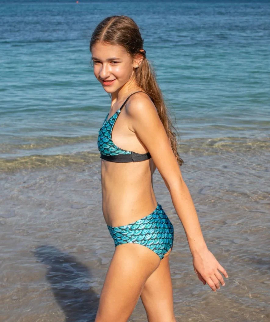 Fin Fun dół od bikini dla dziewczynek - Tidal Teal (jasnoniebieski) - Image 4