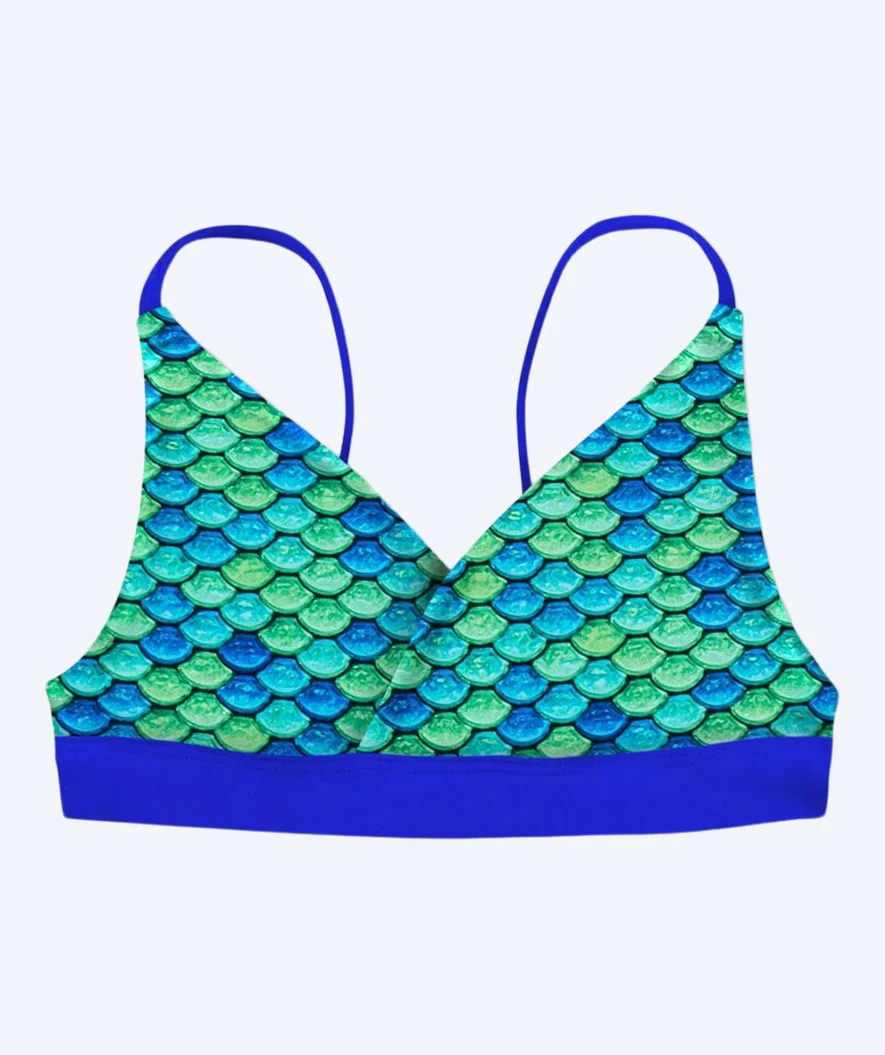 Fin Fun góra od bikini syrenka dla dziewczynek bez falbanek - Aussie Green (zielona)