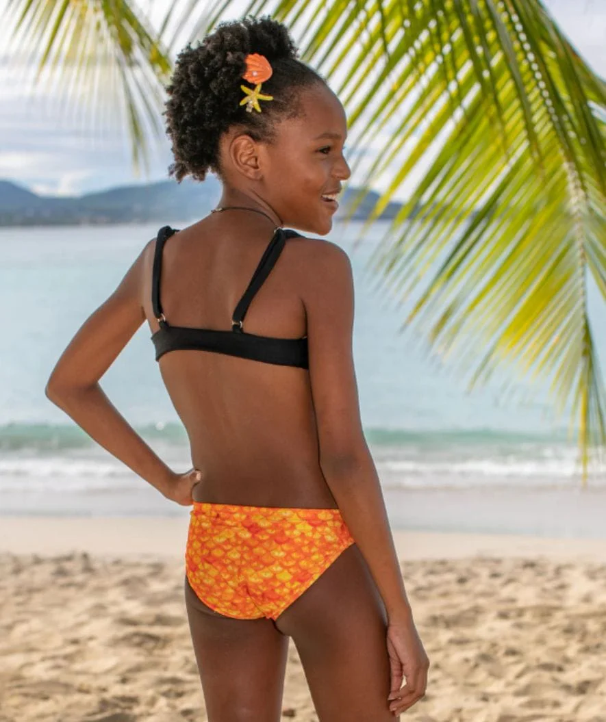 Fin Fun góra od bikini syrenka dla dziewczynek bez falbanek - Tropical Sunrise - Image 5