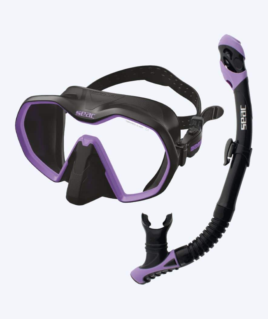 SEAC zestaw maska + rurka do snorkelingu dla dorosłych - Icona - Czarny/Fioletowy