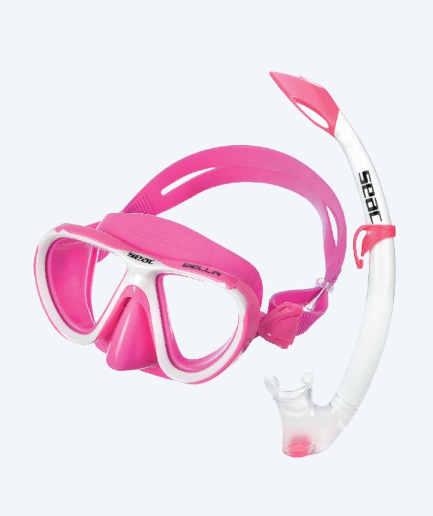 SEAC zestaw maska + rurka do snorkelingu dla dzieci (od 3 lat) - Bella - Różowy/Biały