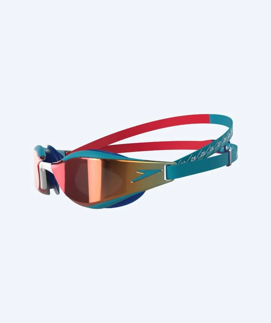 Speedo okulary do pływania na zawody dla dzieci (6-14) - Fastskin Hyper Elite Mirror - Czerwony/niebieski - Image 2