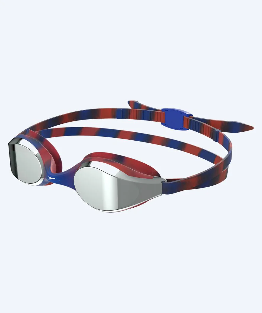 Speedo okulary do pływania na zawody dla dzieci (6-14) - Hyper Flyer Mirror - Czerwono/niebieskie