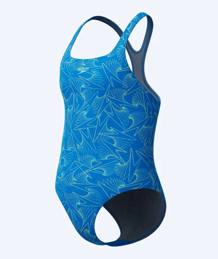 Speedo strój kąpielowy dla dziewczynek - Hyperboom Allover Medalist - Niebieski/zielony