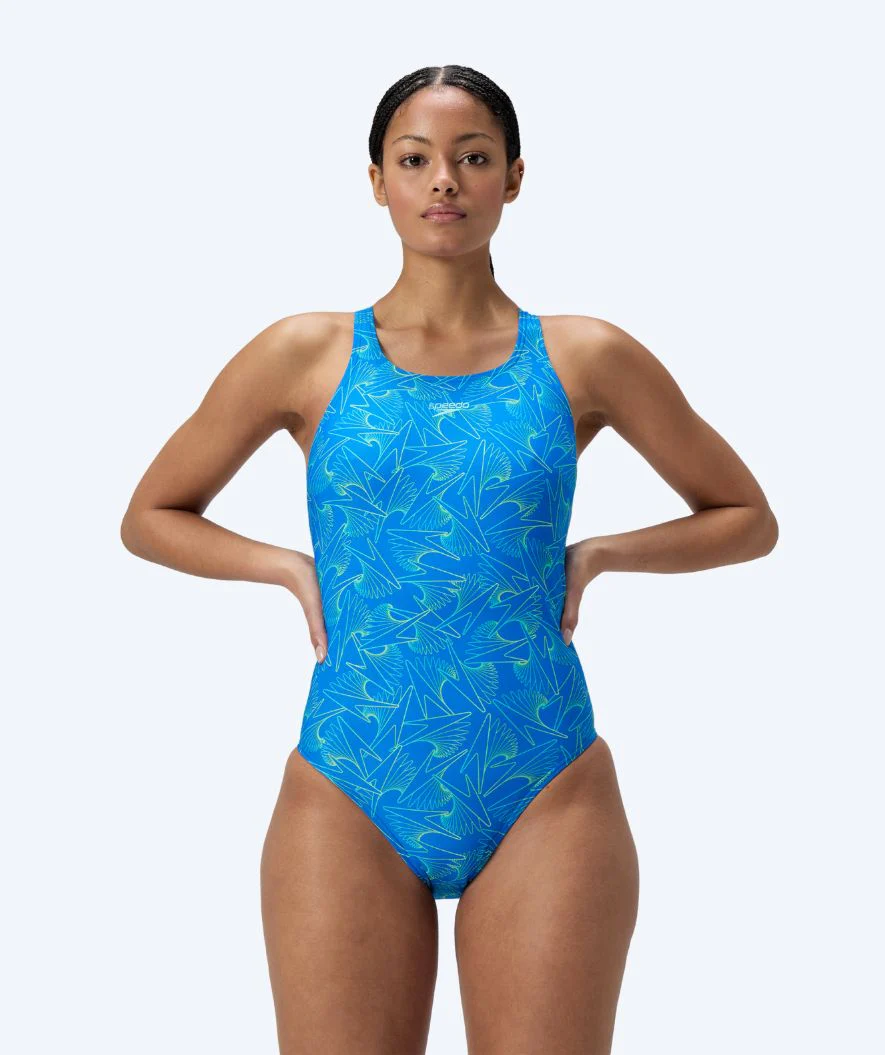 Speedo strój kąpielowy dla kobiet - Hyperboom Allover Medalist - Niebieski/zielony