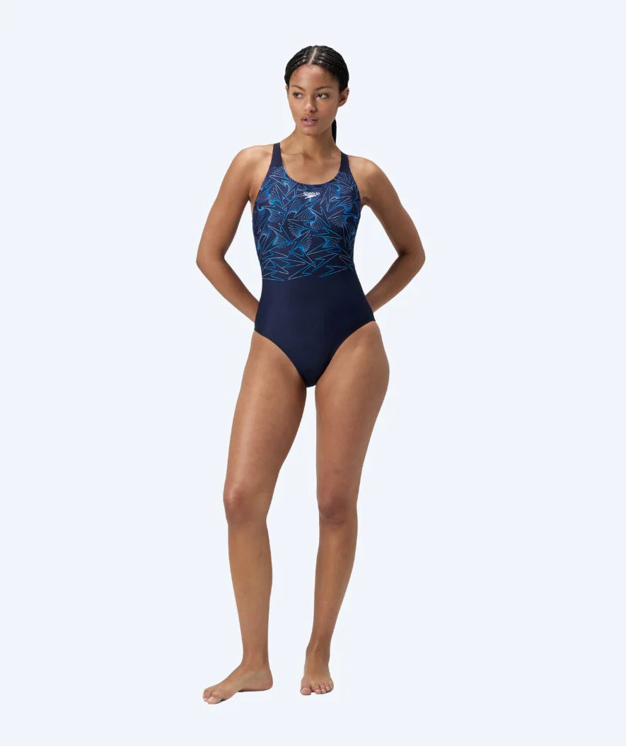 Speedo strój kąpielowy dla kobiet - Hyperboom Placement Muscleback - Ciemnoniebieski/jasnoniebieski - Image 3