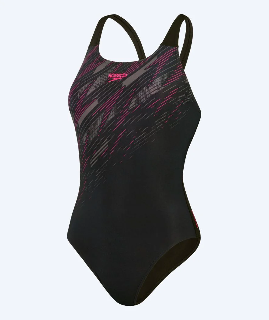 Speedo strój kąpielowy dla kobiet - Placement Muscleback - Czarny/jasnoróżowy - Image 5