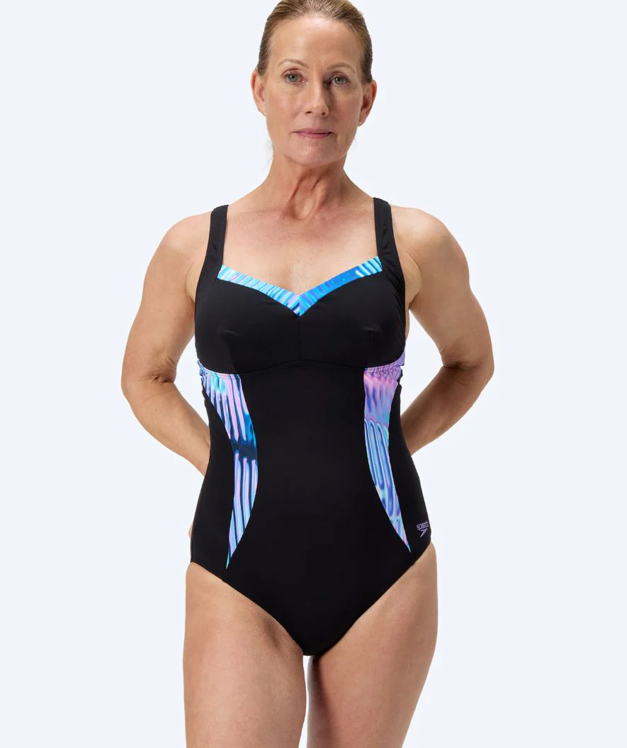 Speedo strój kąpielowy dla kobiet - Shaping Printed LunaElustre - Czarny/turkusowy