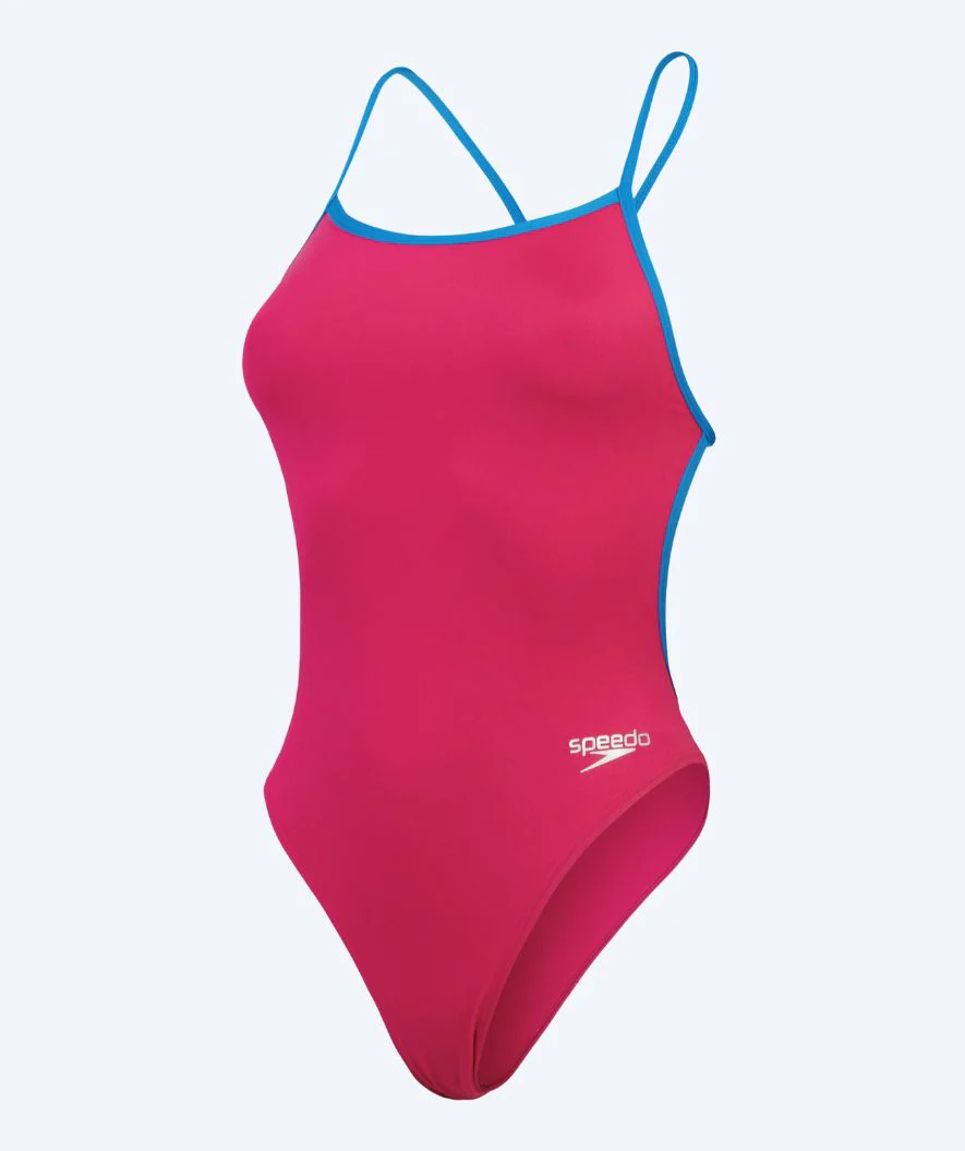 Speedo strój kąpielowy dla kobiet - Solid V-Back - Jasnoróżowy/niebieski - Image 6