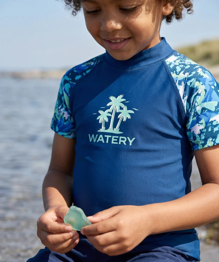 Watery koszulka UV dla dzieci - Katsu Kortærmet Rashguard - Jasnoniebieski/ciemnoniebieski - Image 4