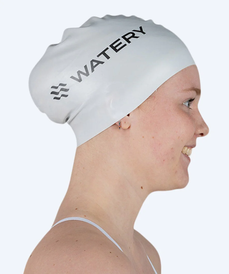 Watery czepek do pływania na długie włosy - Signature - Biały