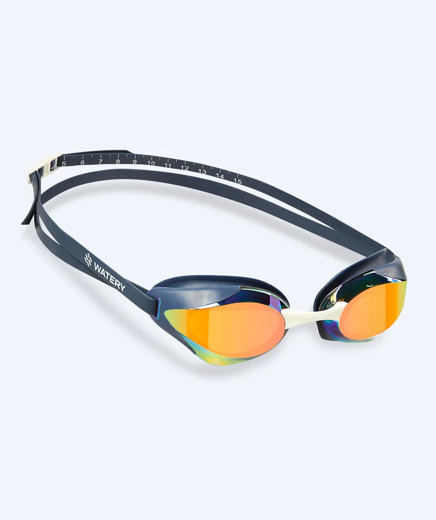 Watery Elite okulary do pływania - Poseidon Ultra Mirror - Ciemnoniebieski/złoty