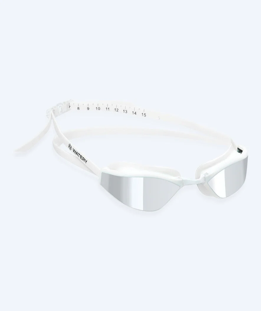 Watery Elite okulary do pływania - Storm Racer Mirror - Biały/srebrny