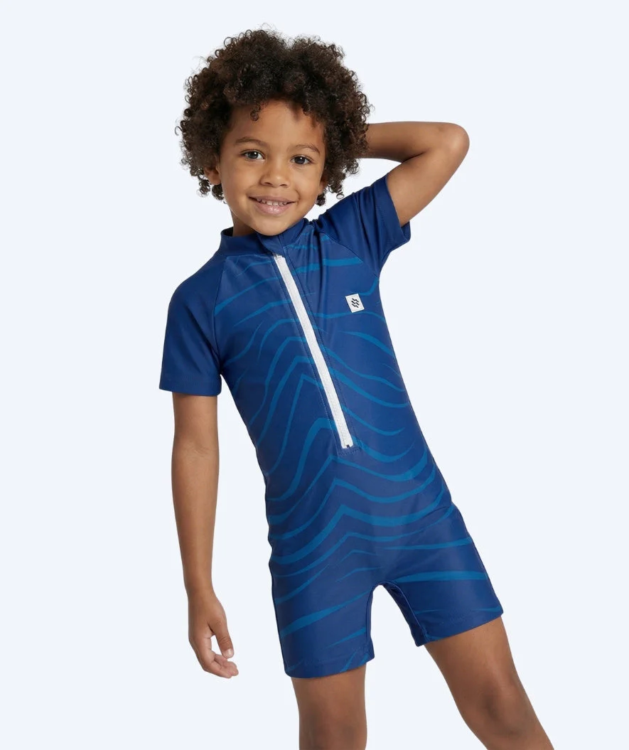 Watery kombinezon UV dla dzieci - Fjord Rashguard z krótkimi rękawami - Ciemnoniebieski