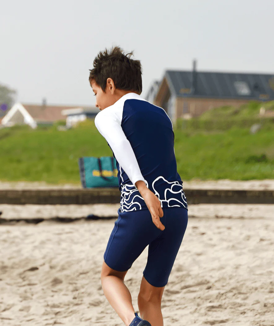 Watery koszulka UV dla dzieci - Chilton Rashguard z długimi rękawami - Ciemnoniebieski/Biały - Image 8