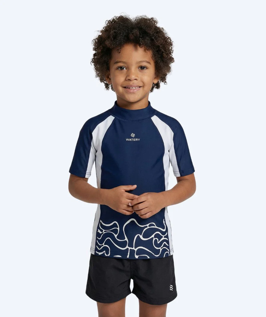Watery koszulka UV dla dzieci - Chilton Rashguard z krótkimi rękawami - Ciemnoniebiesko/biała