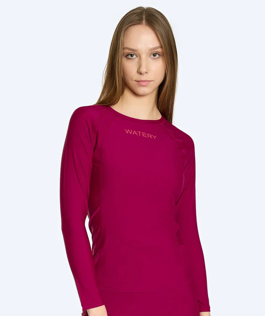 Watery koszulka UV dla kobiet - Remington Rashguard z długim rękawem - Ciemnoczerwona