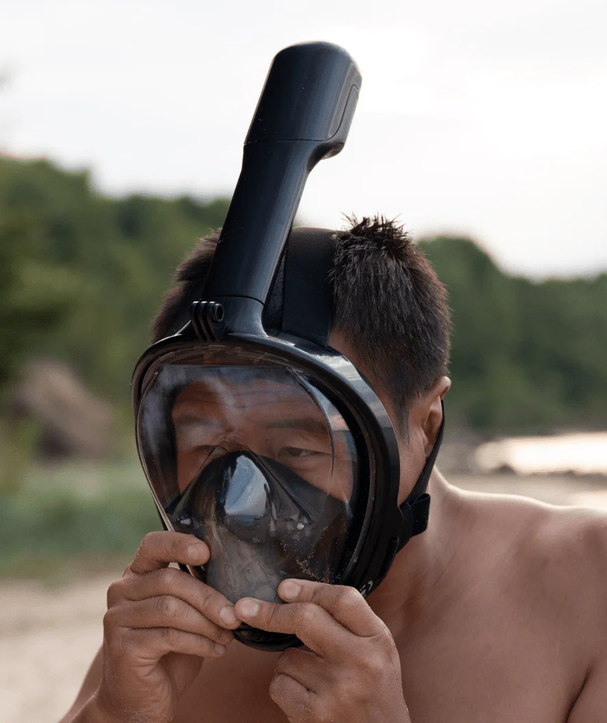 Watery pełnotwarzowa maska do snorkelingu dla dorosłych - Czarny - Image 7