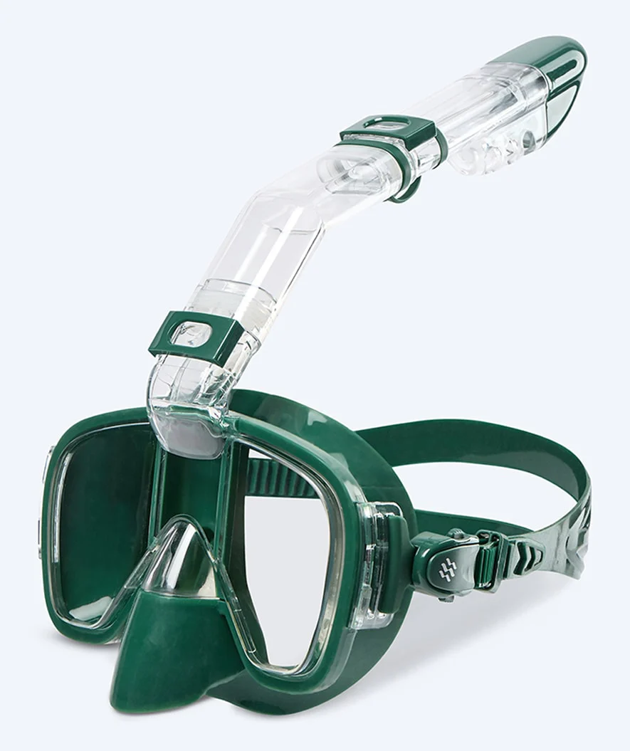 Watery pełnotwarzowa maska do snorkelingu dla dorosłych - Pearl - Ciemnozielony