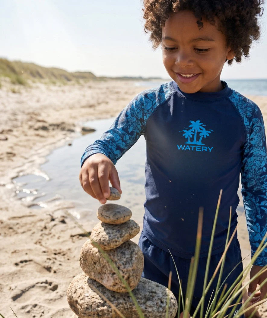 Watery koszulka UV dla dzieci - Katsu Langærmet Rashguard - Niebieski/Ciemnoniebieski - Image 5