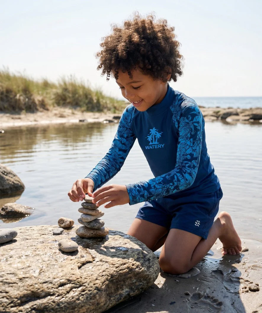 Watery koszulka UV dla dzieci - Katsu Langærmet Rashguard - Niebieski/Ciemnoniebieski - Image 6