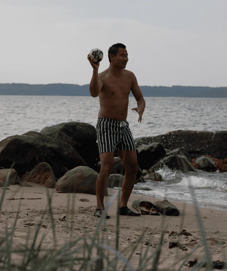 Watery spodenki plażowe dla mężczyzn - Kelvin Eco - Zielony/biały - Image 11