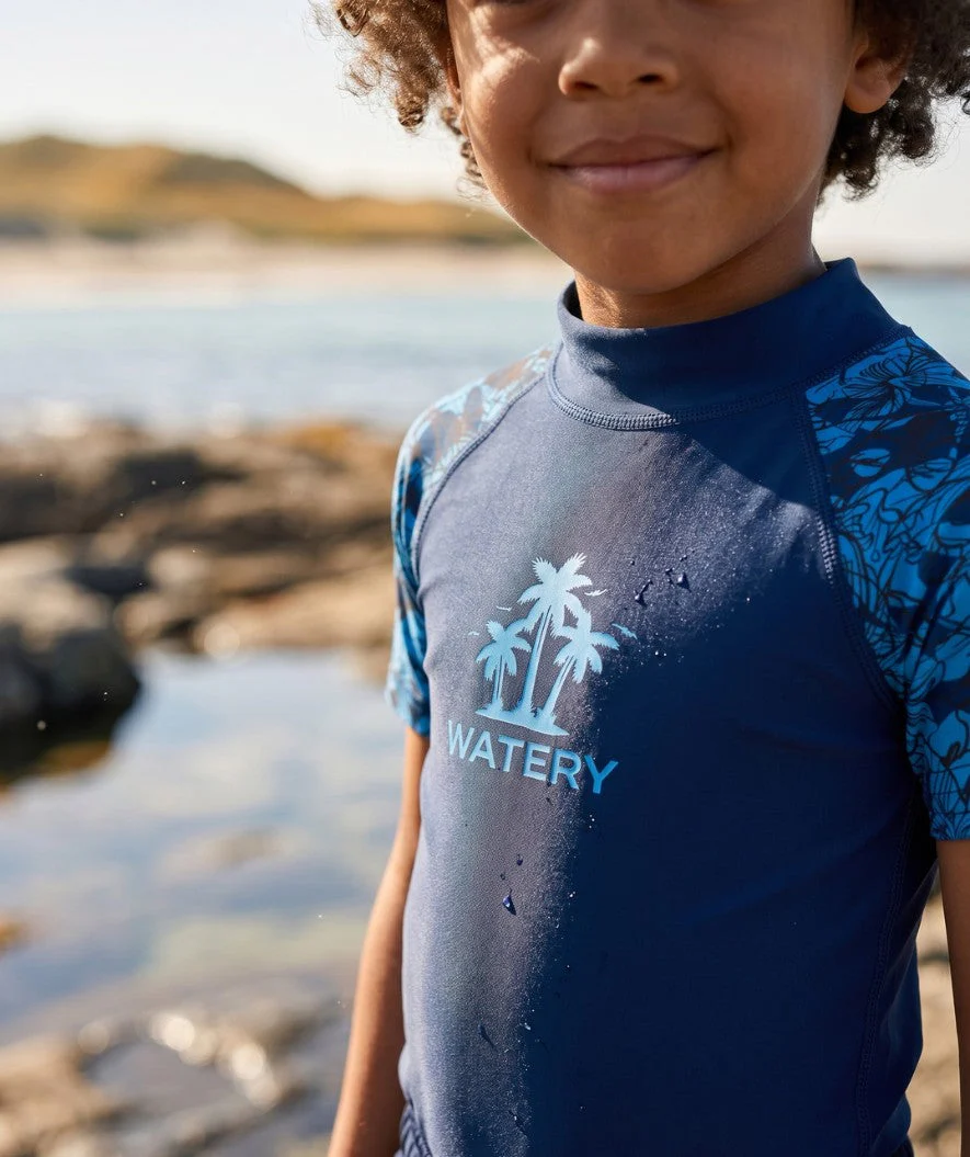Watery koszulka UV dla dzieci - Katsu Kortærmet Rashguard - Niebieski/ciemnoniebieski - Image 7