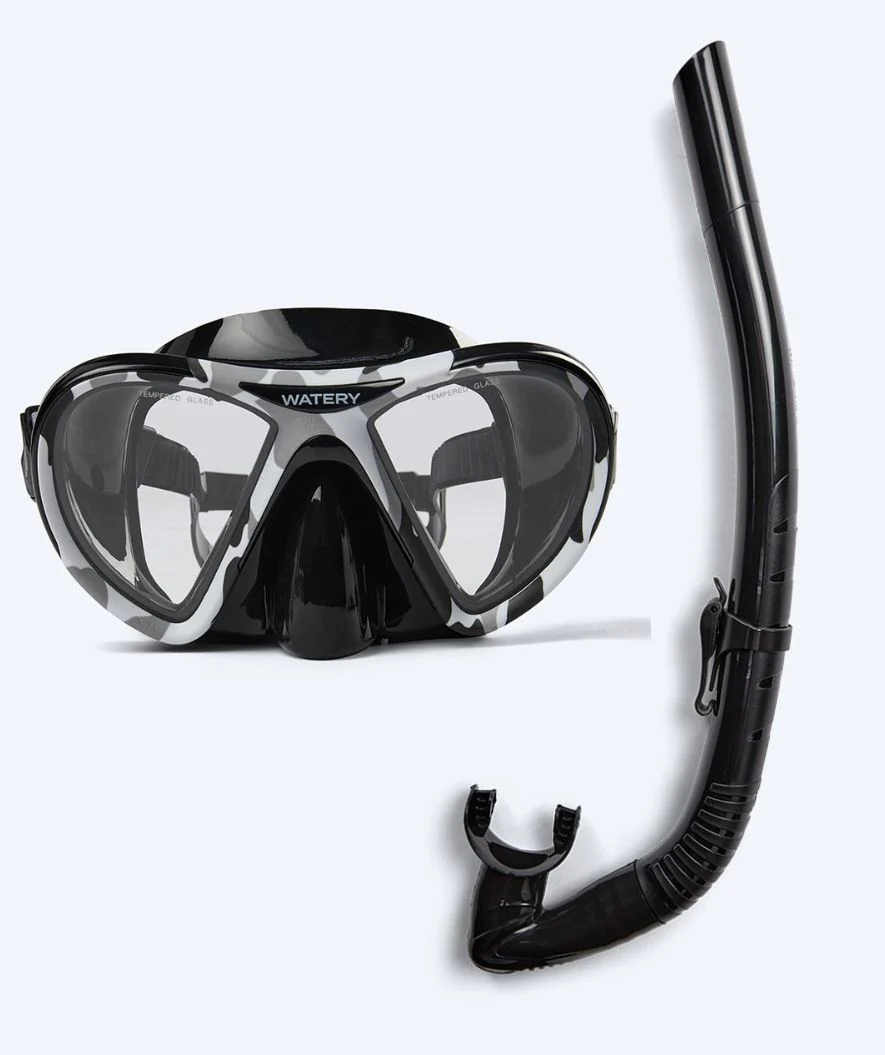 Watery zestaw do snorkelingu dla dorosłych (od 15 lat) - Rudder Camo/Itzel - Czarny