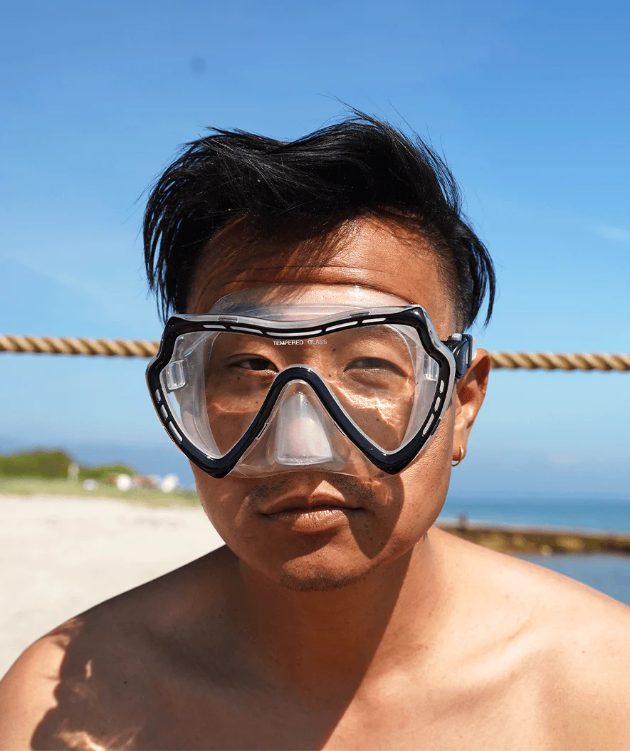Watery zestaw maska + rurka do snorkelingu dla dorosłych (15+) - Nebula - Czarny - Image 9