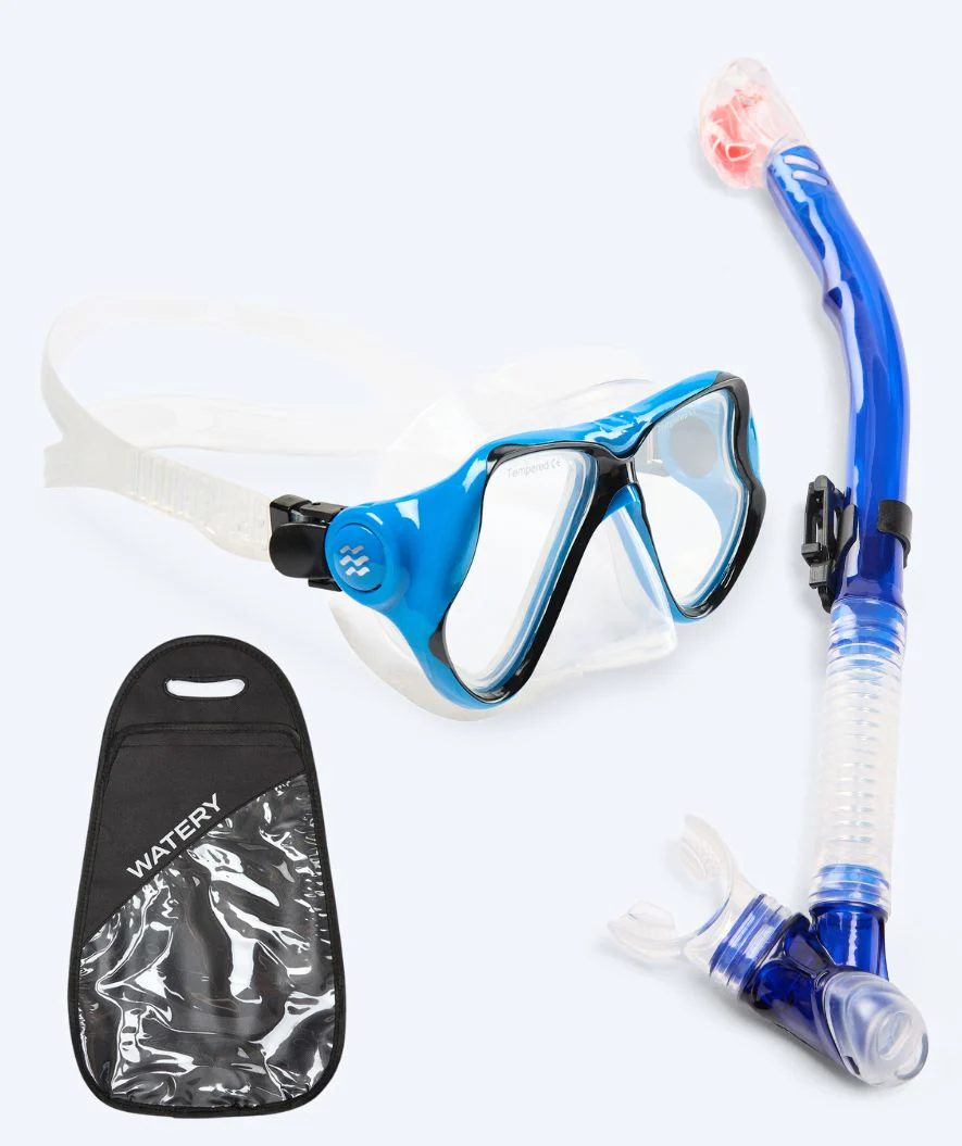 Watery zestaw maska + rurka do snorkelingu dla dorosłych - Hudson Full-dry - Niebieski - Image 11