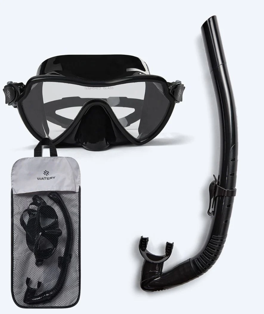 Watery zestaw maska + rurka do snorkelingu dla dorosłych (od 15 lat) - Fraser/Itzel - Czarny - Image 12