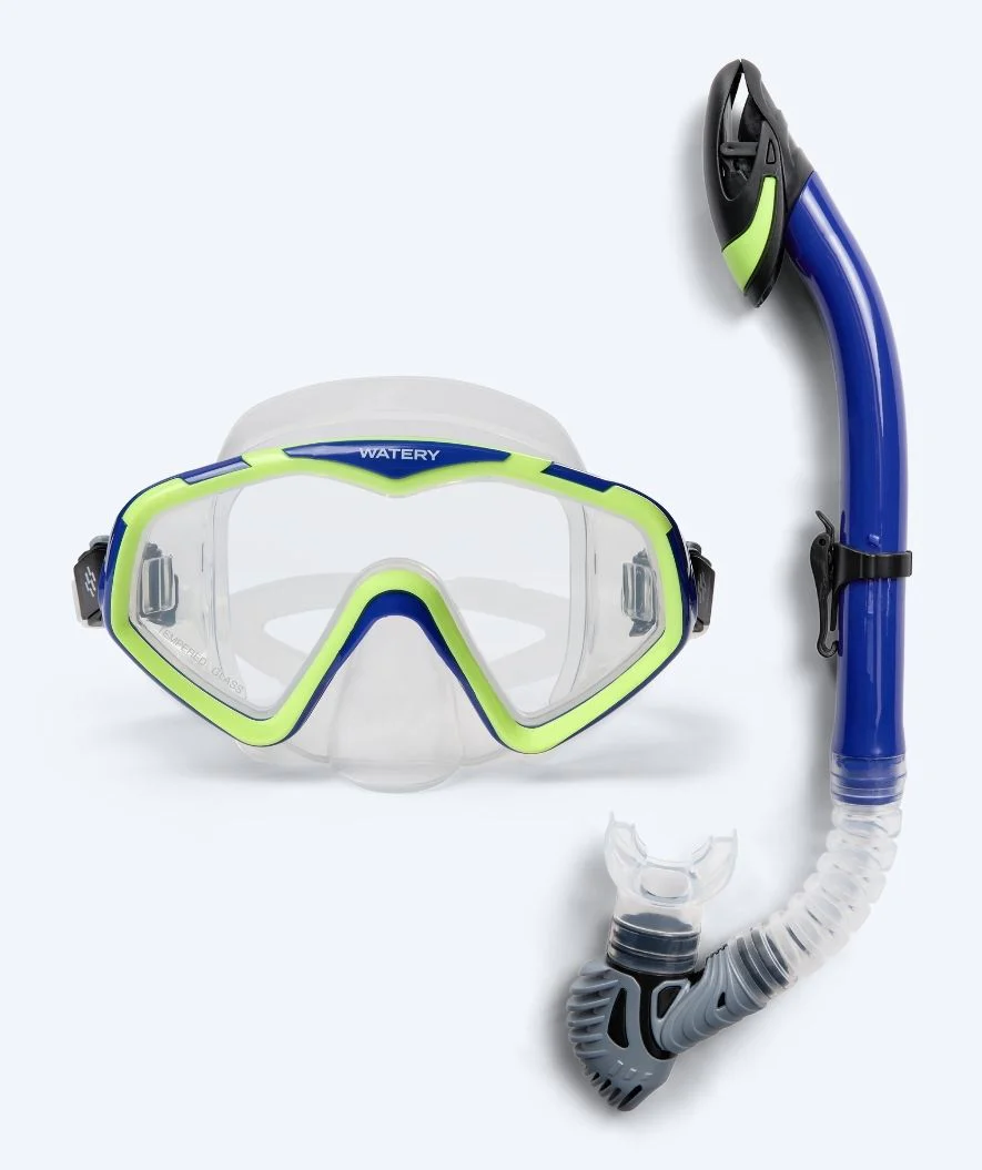 Watery zestaw maska + rurka do snorkelingu dla dorosłych (od 15 lat) - Leach Pro - Niebieski/Żółty