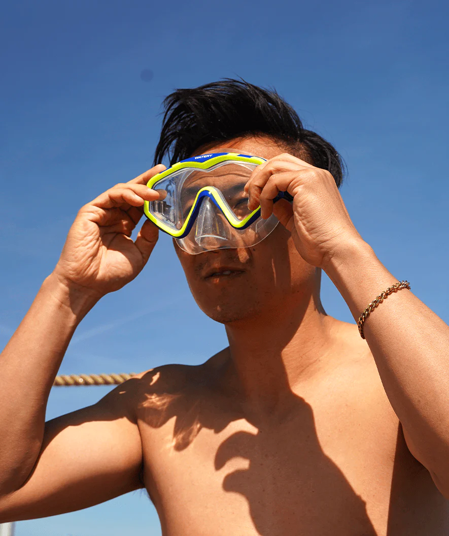 Watery zestaw maska + rurka do snorkelingu dla dorosłych (od 15 lat) - Leach Pro - Niebieski/Żółty - Image 10