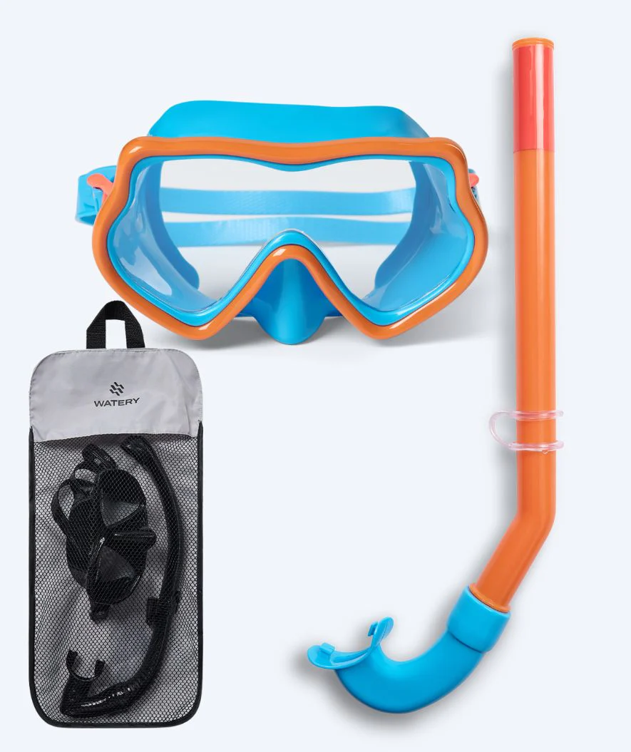 Watery zestaw maska + rurka do snorkelingu dla dzieci (4-10 lat) - Pulina - Niebieski/pomarańczowy - Image 12