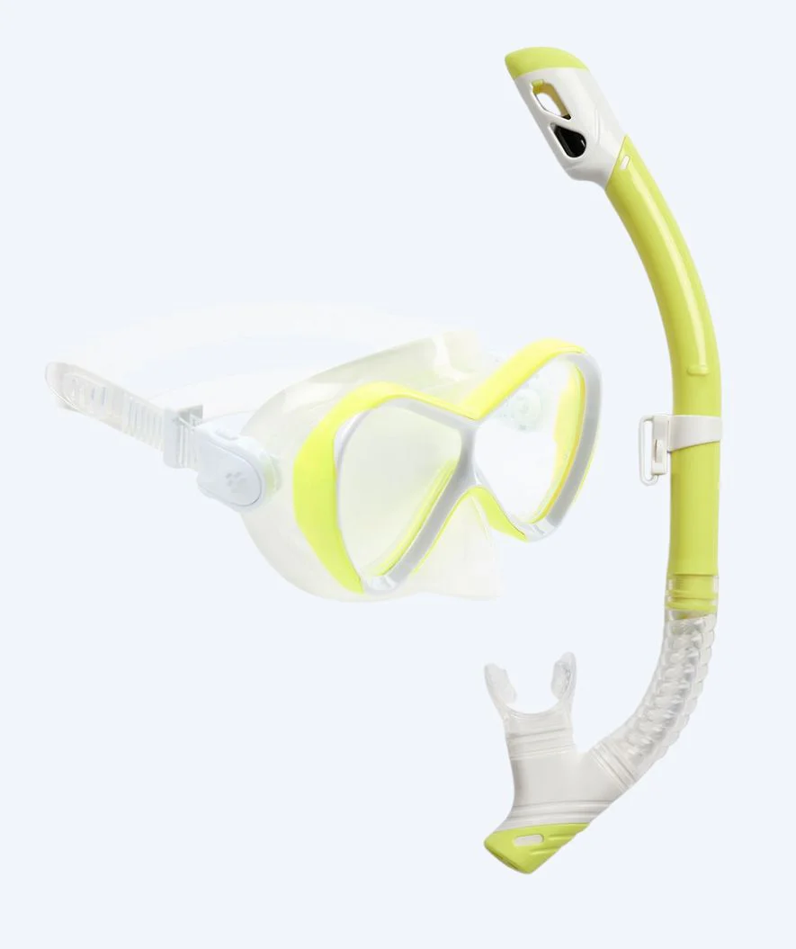 Watery zestaw maska + rurka do snorkelingu dla dzieci - Triton Full-dry - Żółty