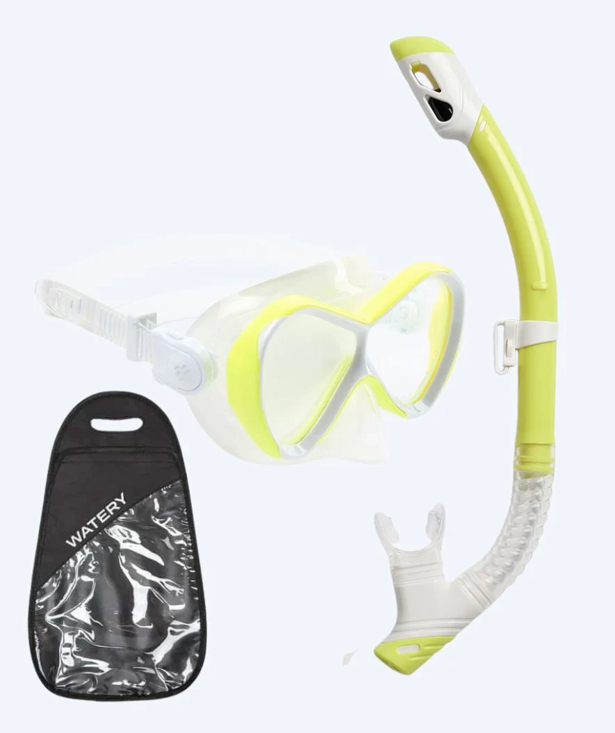 Watery zestaw maska + rurka do snorkelingu dla dzieci - Triton Full-dry - Żółty - Image 7