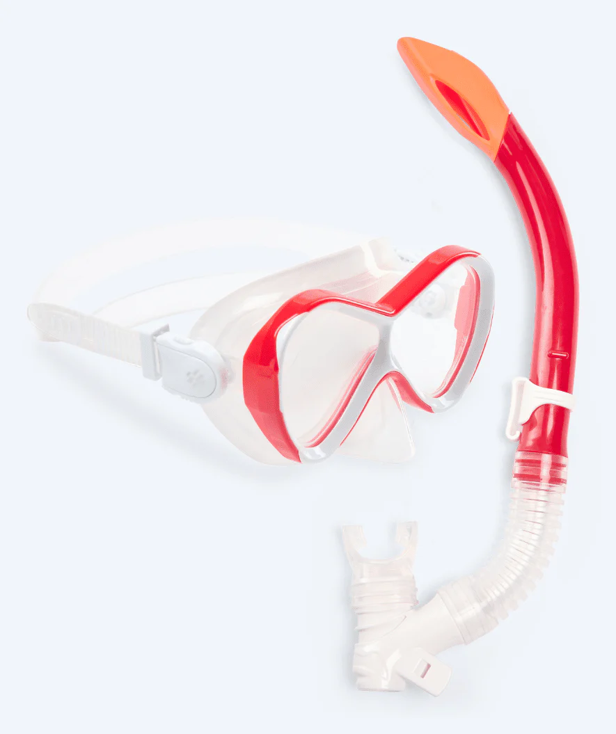 Watery zestaw maska + rurka do snorkelingu dla dzieci - Triton Semi-dry - Czerwony