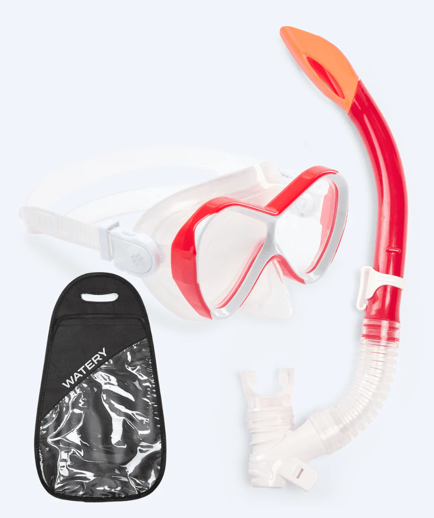 Watery zestaw maska + rurka do snorkelingu dla dzieci - Triton Semi-dry - Czerwony - Image 9