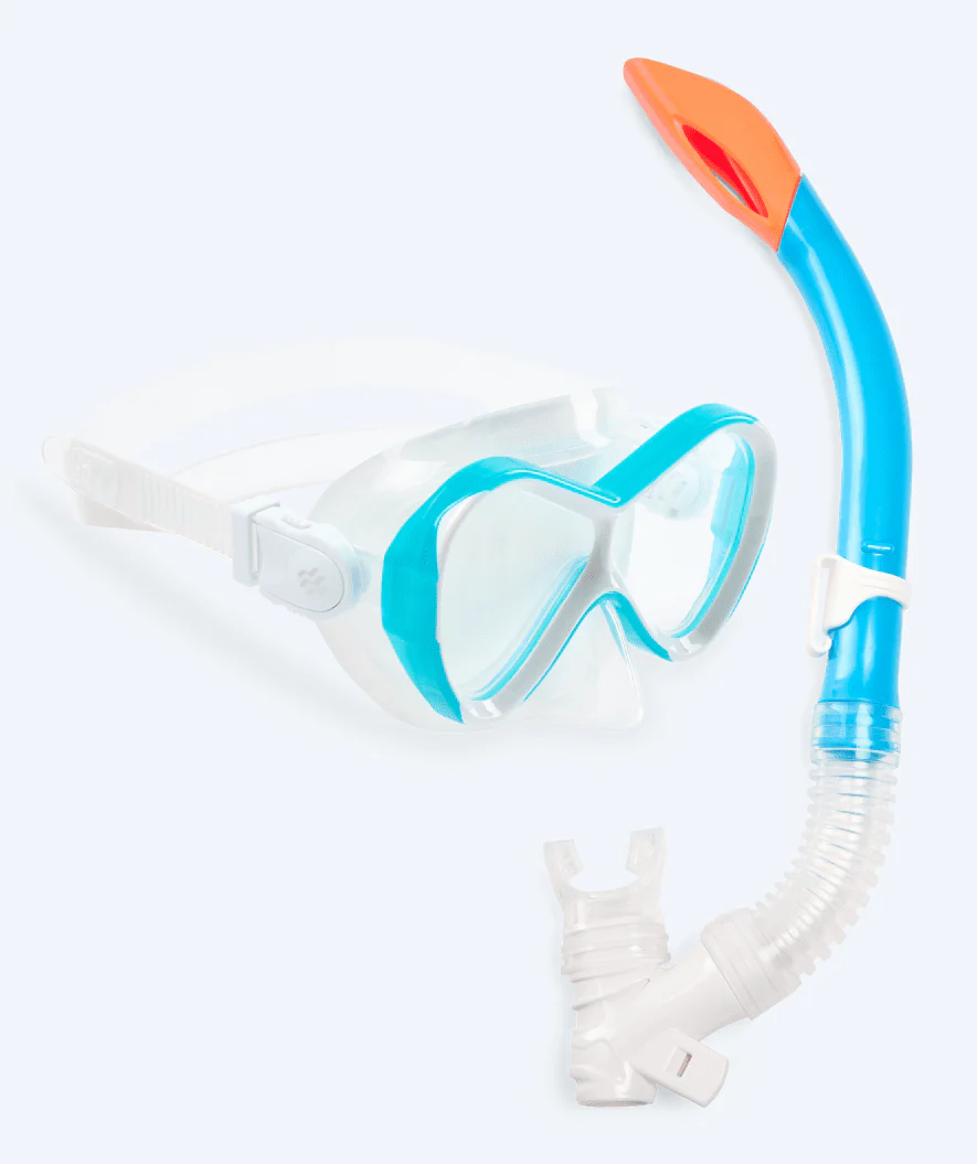 Watery zestaw maska + rurka do snorkelingu dla dzieci - Triton Semi-dry - Jasnoniebieski