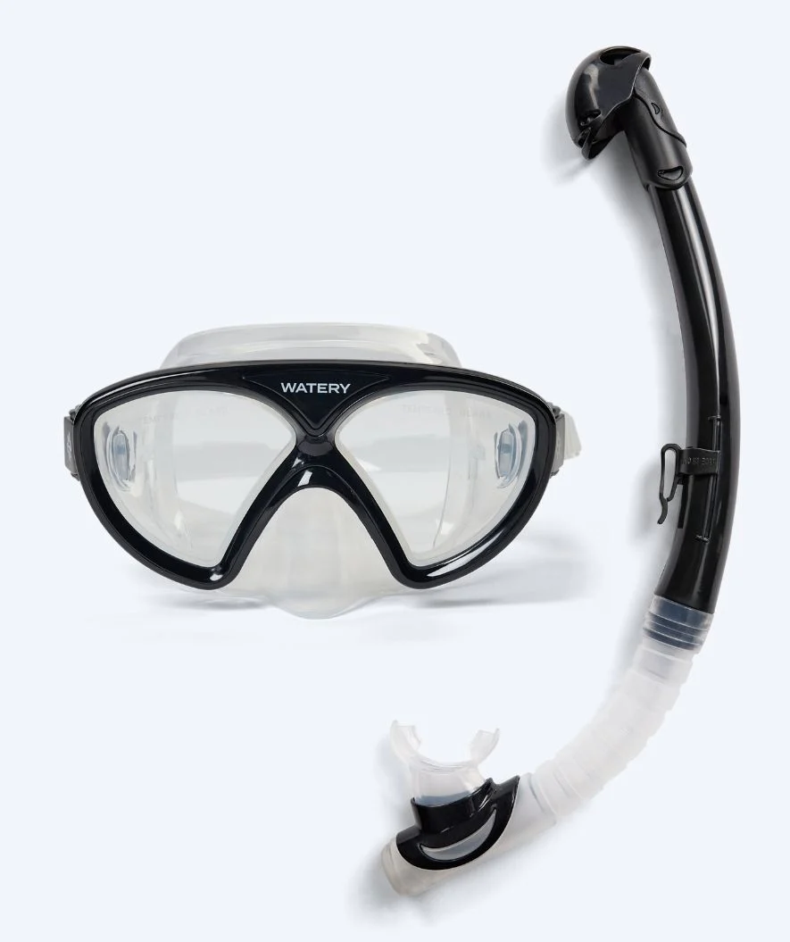 Watery zestaw maska + rurka do snorkelingu dla młodzieży (8-15) - Ohio - Czarny