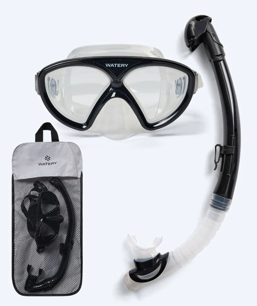 Watery zestaw maska + rurka do snorkelingu dla młodzieży (8-15) - Ohio - Czarny - Image 12
