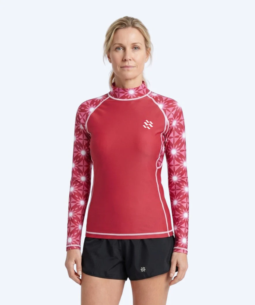 Watery koszulka UV dla kobiet - Aiko Langærmet Rashguard - Różowy/ciemnoczerwony
