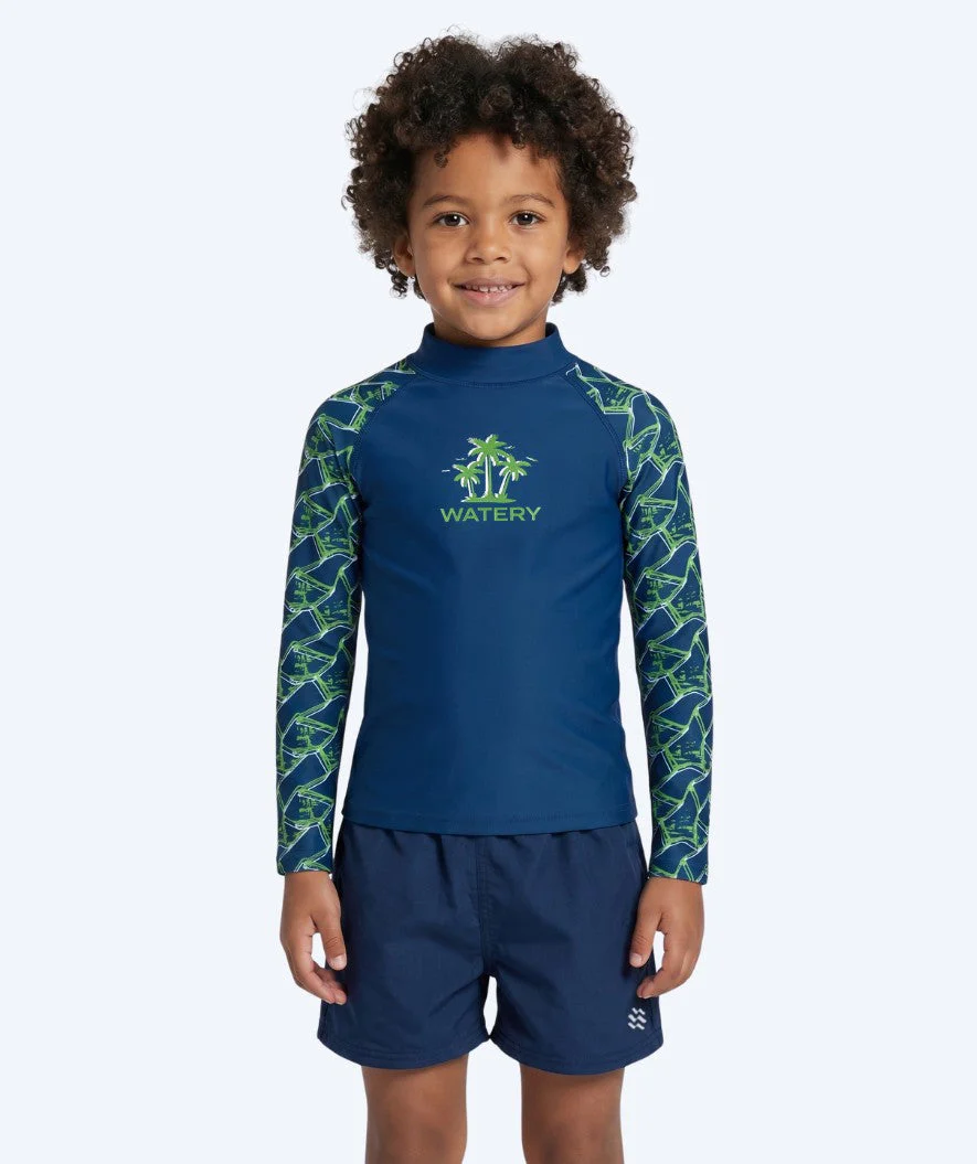 Watery koszulka UV dla dzieci - Katsu Langærmet Rashguard - Zielony/ciemnoniebieski