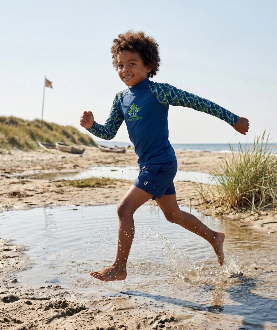 Watery koszulka UV dla dzieci - Katsu Langærmet Rashguard - Zielony/ciemnoniebieski - Image 6