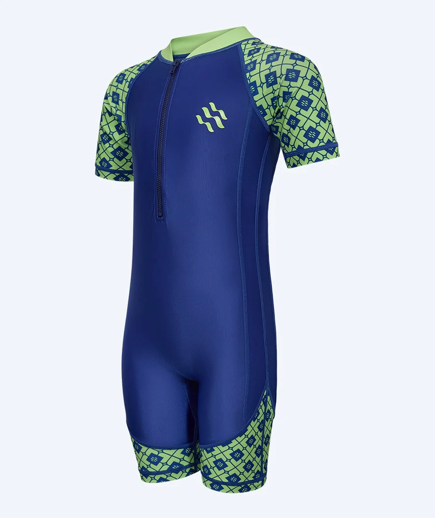 Watery kombinezon UV dla dzieci - Athena Kortærmet Rashguard - Zielony/ciemnoniebieski